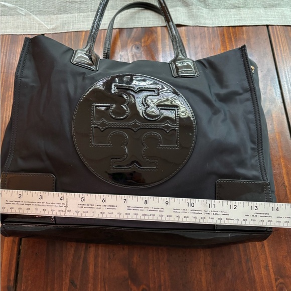 Tory Burch Black Nylon and Patent Leather Tote Shoulder Bag - Picture 6 of 10